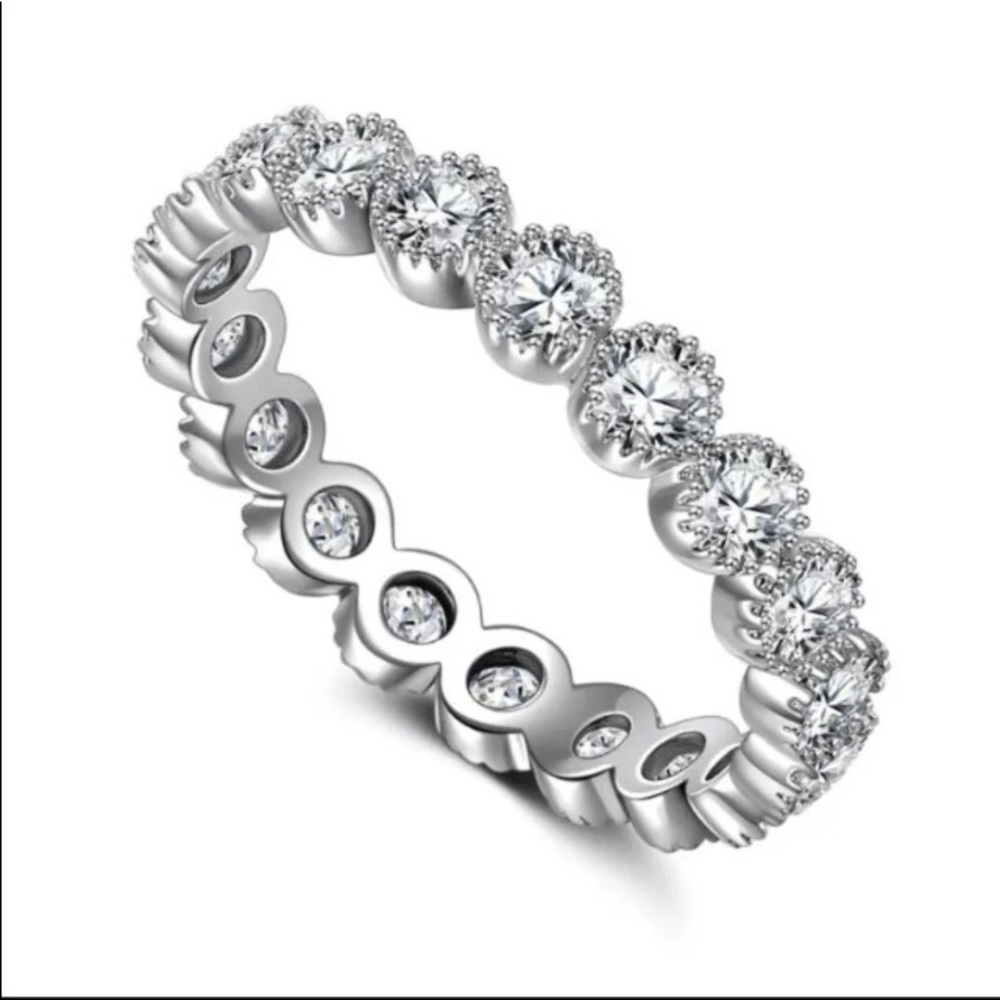 925 Silver Round Cut White Sapphire Ring